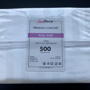 Hotel Selection 500 Thread Count Cotton White Satin Stripe Sheet Set - Full Size