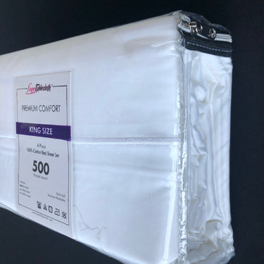 Hotel Selection 500 Thread Count Cotton White Sheet Set -King Size