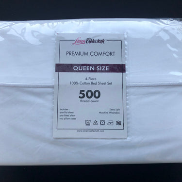 Hotel Selection 500 Thread Count Cotton White Sheet Set -Queen Size
