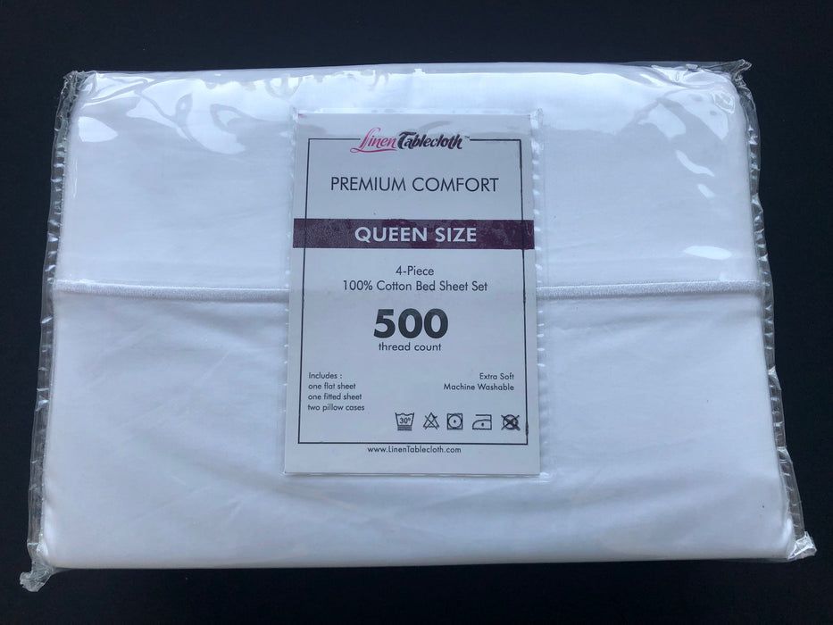 Hotel Selection 500 Thread Count White Sheet Set -Queen Size