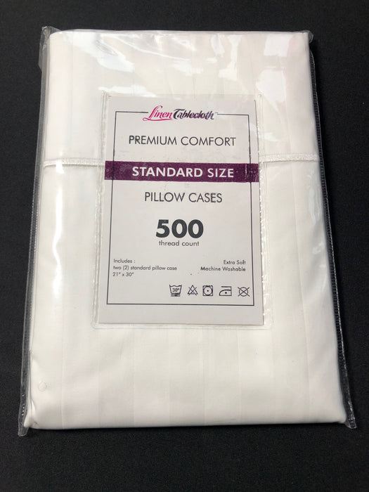 Hotel Selection 500 Thread Count Cotton White Satin Stripe Standard Pillowcases 2/pack