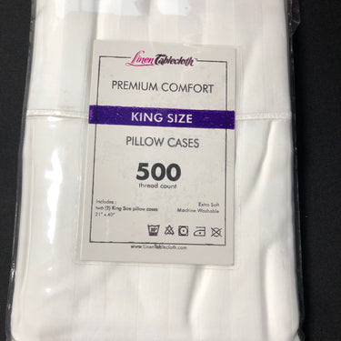 Hotel Selection 500 Thread Count Cotton White Stripe King Pillowcases 2/pack