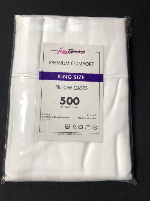 Hotel Selection 500 Thread Count Cotton White Satin Stripe King Pillowcases 2/pack