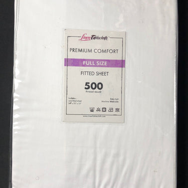 Hotel Selection 500 Thread Count Cotton White Fitted Sheet -Full Size