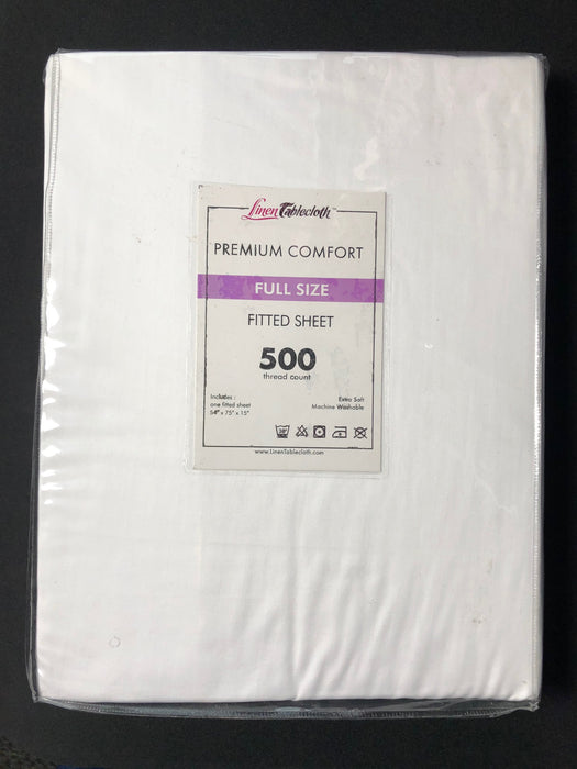 Hotel Selection 500 Thread Count Cotton White Fitted Sheet -Full Size