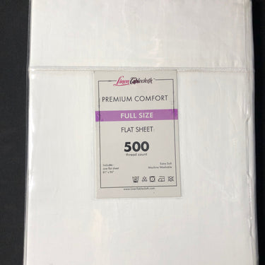 Hotel Selection 500 Thread Count Cotton White Flat Sheet -Full Size