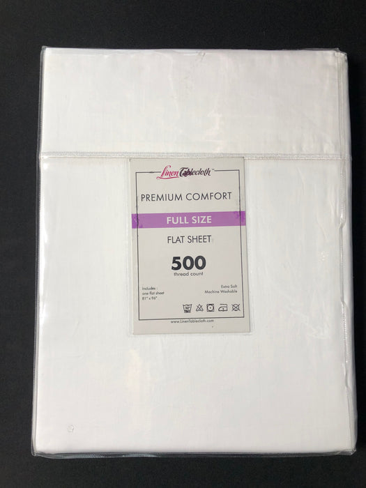 Hotel Selection 500 Thread Count Cotton White Flat Sheet -Full Size