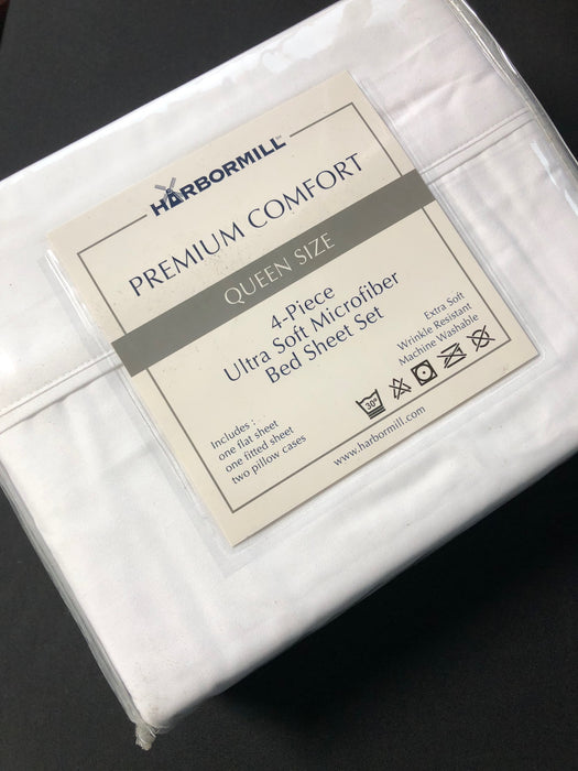 Premium Comfort Ultra Soft Microfiber Queen Sheet Set White