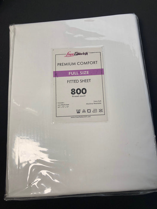 Hotel Selection 800 Thread Count Cotton White Fitted Sheet -Full Size