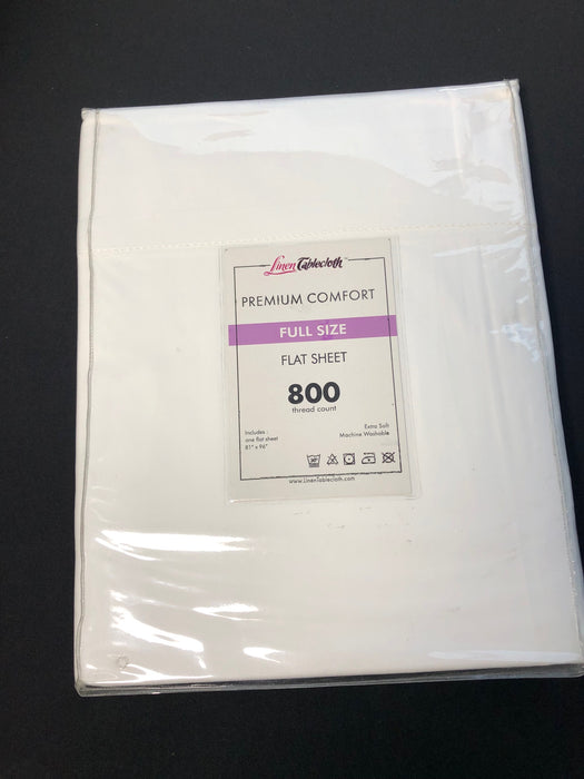 Hotel Selection 800 Thread Count Cotton White Flat Sheet -Full Size