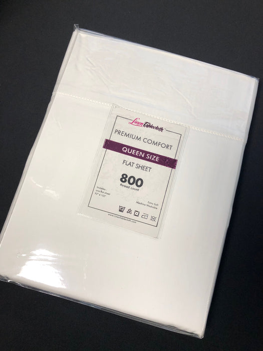 Hotel Selection 800 Thread Count Cotton White Flat Sheet-Queen Size