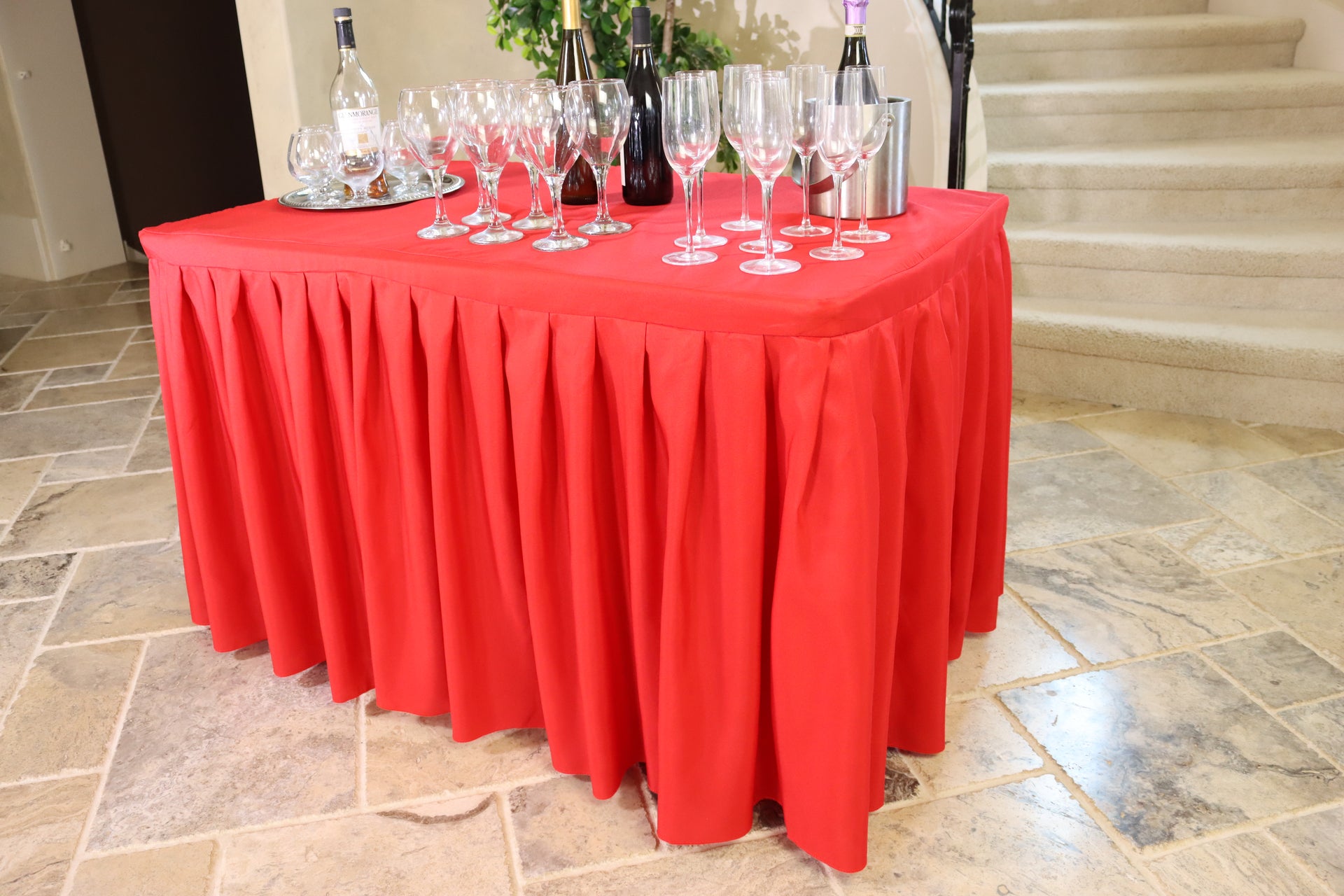4 ft. Fitted Table Skirt (7 Colors) - Red, image size:1920x1280