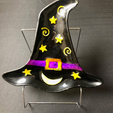 Halloween Treat Witch Hat Glass Plate