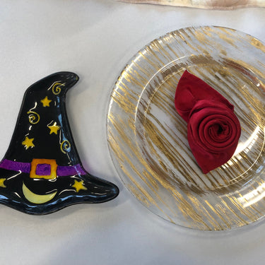 Halloween Treat Witch Hat Glass Plate