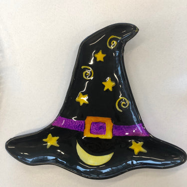 Halloween Treat Witch Hat Glass Plate