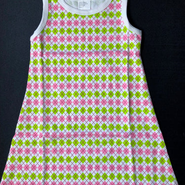Pink And Green Argyle Tank Dress 2T