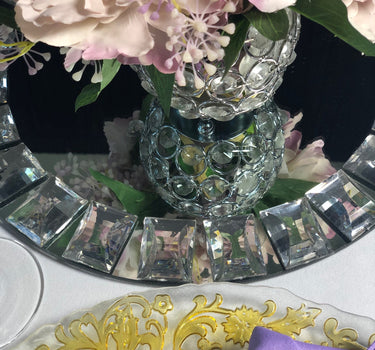 Square Gemmed Mirror Charger Plate 4/Pack