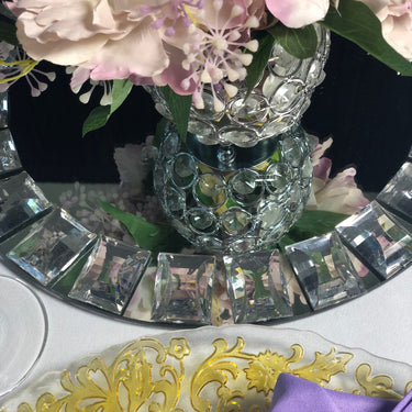 Square Gemmed Mirror Charger Plate 4/Pack