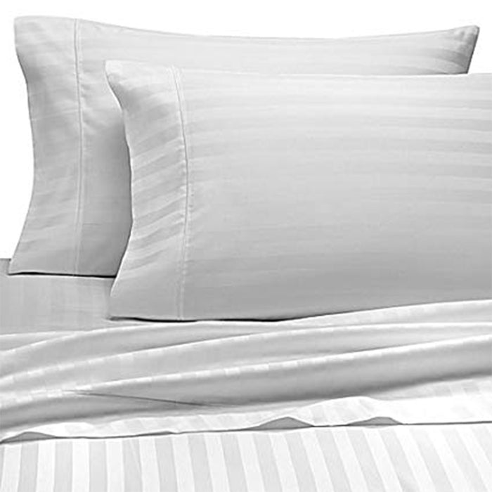 Hotel Selection 500 Thread Count Cotton White Satin Stripe Standard Pillowcases 2/pack