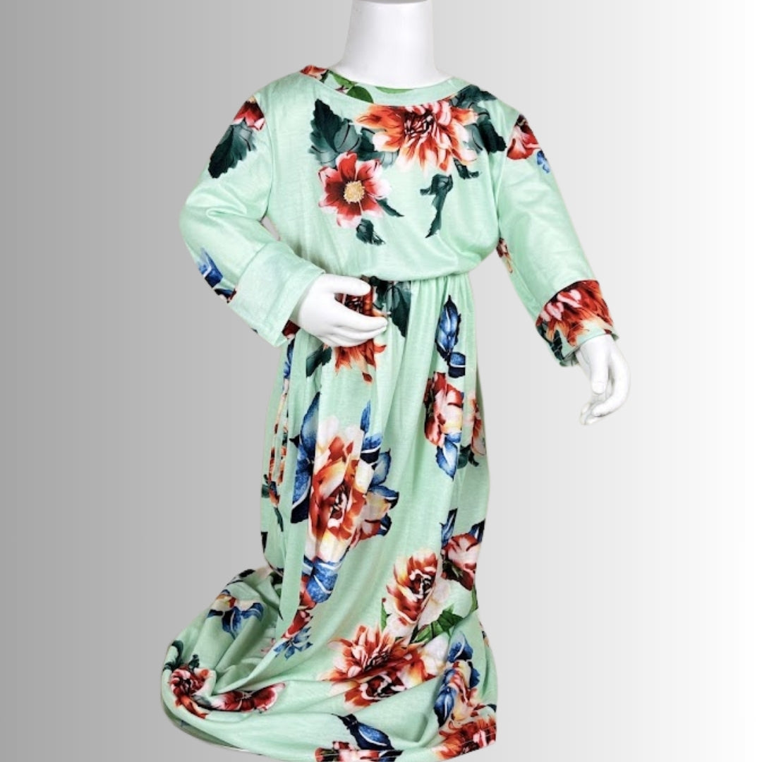 Kids' Floral Dress-6 Colors - Reseda / 9 Kids' Floral Dress-6 Colors - Reseda / 9