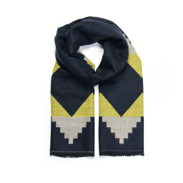 Cashmere Beige Southwestern Blanket Scarf Yellow