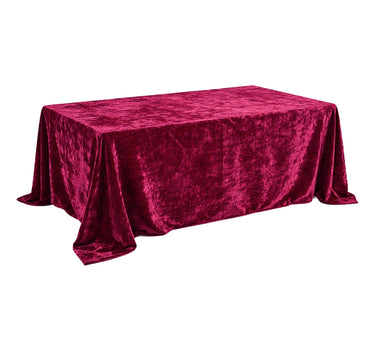 90 x 132 Inch Rectangular Crushed Velvet Tablecloth (6 Colors)