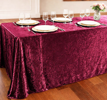 90 x 132 Inch Rectangular Crushed Velvet Tablecloth (6 Colors)