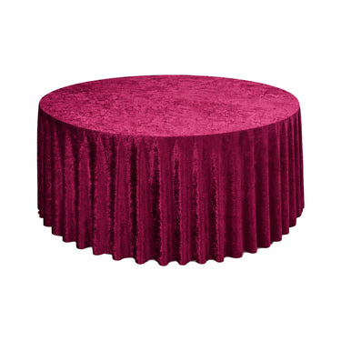 120 Inch Round Crushed Velvet Tablecloth (6 Colors)
