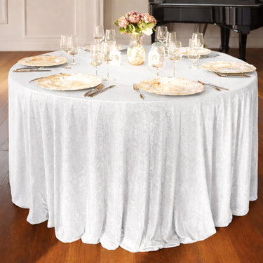 120 Inch Round Crushed Velvet Tablecloth (6 Colors)