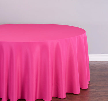 Bargain 120 In. Round Polyester Tablecloth Fuchsia