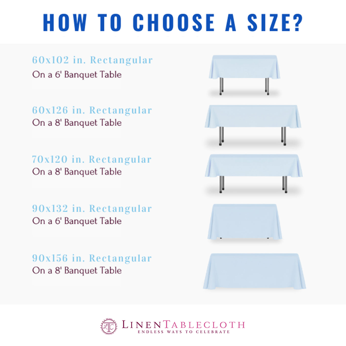 Normal Size Tablecloth 60 X 102 in. Rectangular Polyester Tablecloth (20 Colors) — LinenTablecloth
