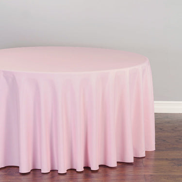 Bargain 120 in. Round Polyester Tablecloth Pink
