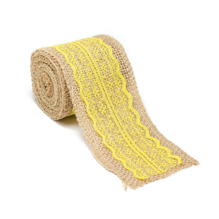 Burlap Ribbon Roll With Lace (12 Colors)