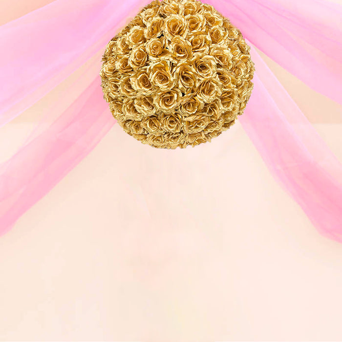 20 in. Gold Silk Flower Ball