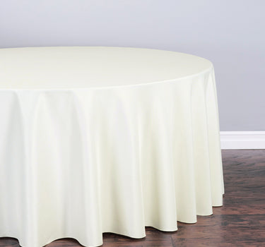 Bargain 108 In. Round Polyester Tablecloth Ivory