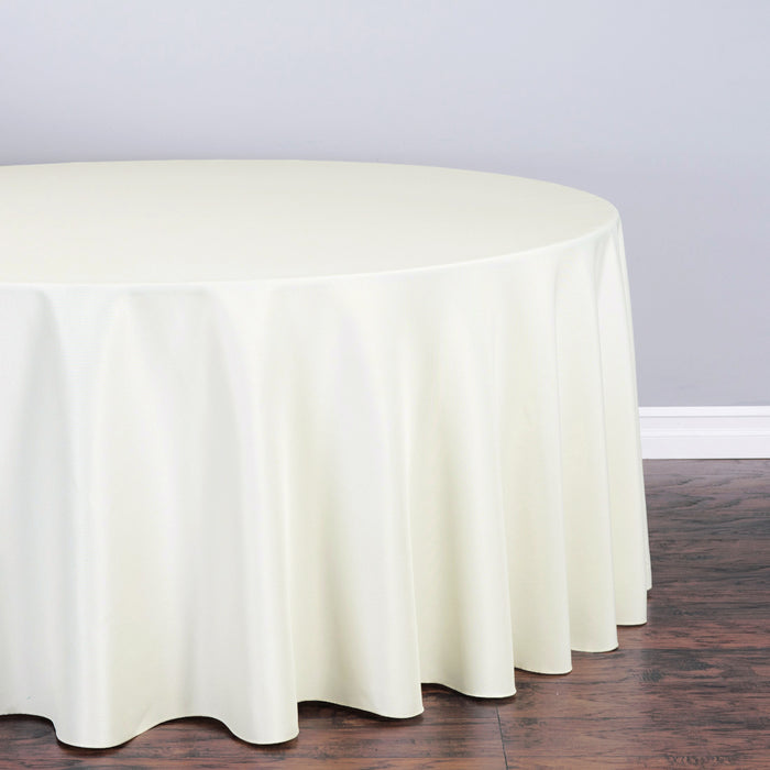 Bargain 108 In. Round Polyester Tablecloth Ivory