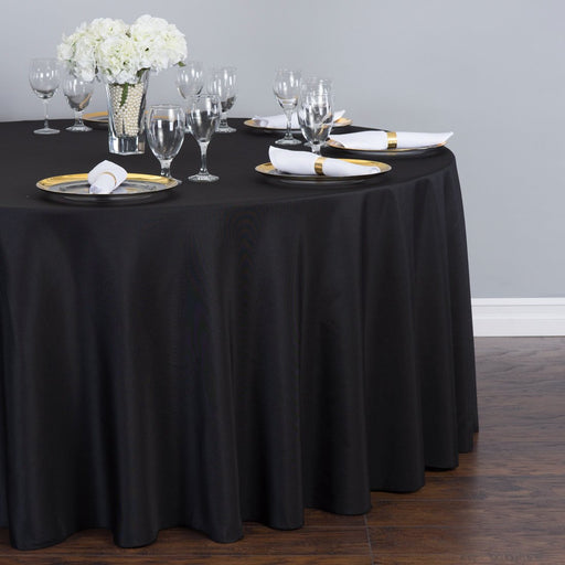 Bargain 120 In. Round Polyester Tablecloth Black