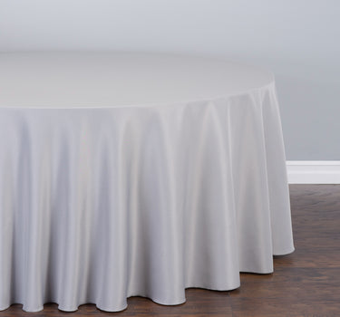 Bargain 120 In. Round Polyester Tablecloth Silver