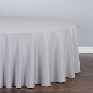 Bargain 108 In. Round Polyester Tablecloth Silver