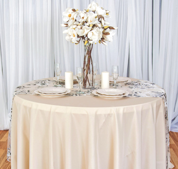 Bargain 108 In. Round Polyester Tablecloth Beige