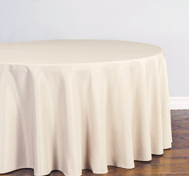 Bargain 108 In. Round Polyester Tablecloth Beige