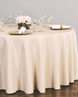 108 in. Round Polyester Tablecloth Beige
