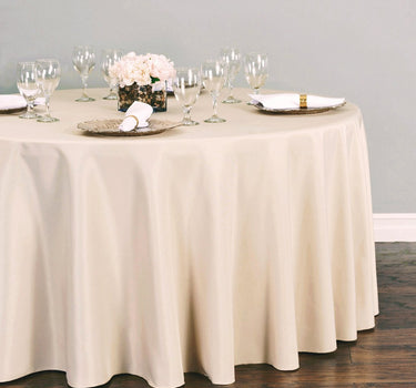 108 in. Round Polyester Tablecloth Beige