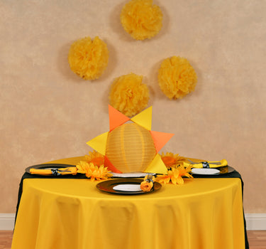 Bargain 120 In. Round Polyester Tablecloth Gold