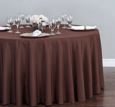 Bargain 108 In. Round Polyester Tablecloth Chocolate