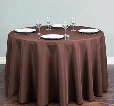 Bargain 108 In. Round Polyester Tablecloth Chocolate