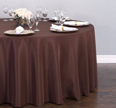Bargain 108 In. Round Polyester Tablecloth Chocolate