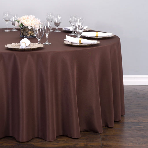 Bargain 108 In. Round Polyester Tablecloth Chocolate