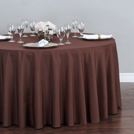 132 in. Round Polyester Tablecloth Chocolate