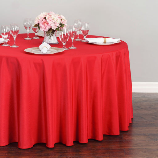 Bargain 120 In. Round Polyester Tablecloth Red